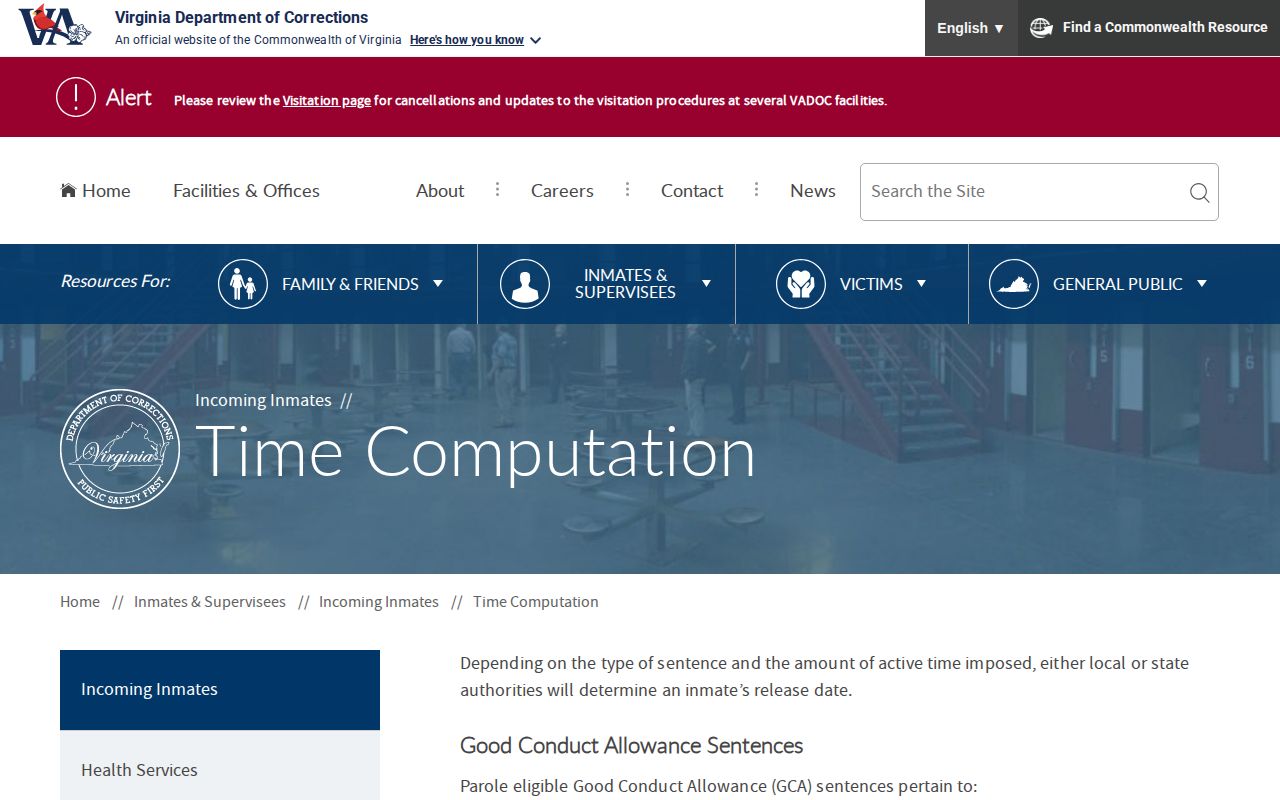 VADOC time computation for a Campbell County projected release date