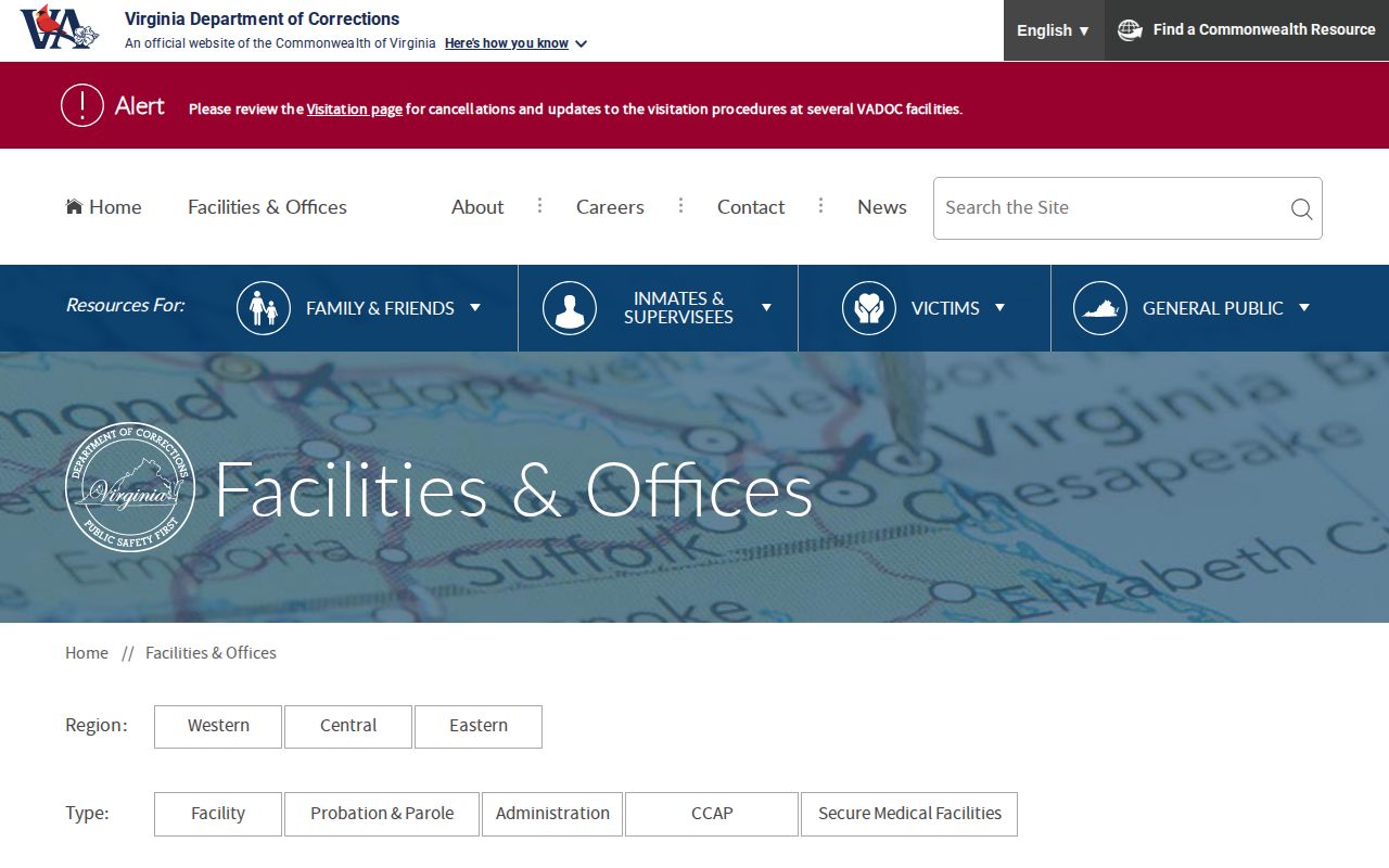 Rustburg Correctional Unit release records in the VADOC facilities directory